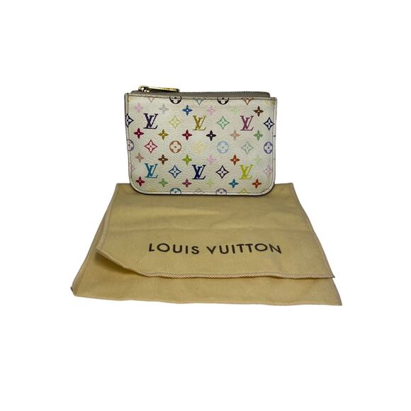 LOUIS VUITTON White Multicolor Murakami Key Coin Pouch Wallet - Picture 7 of 10